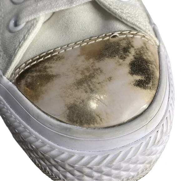 Converse All Star Low Women's Size 6 White + Distressed Rose Gold Sneakers Shoes - Picture 4 of 10